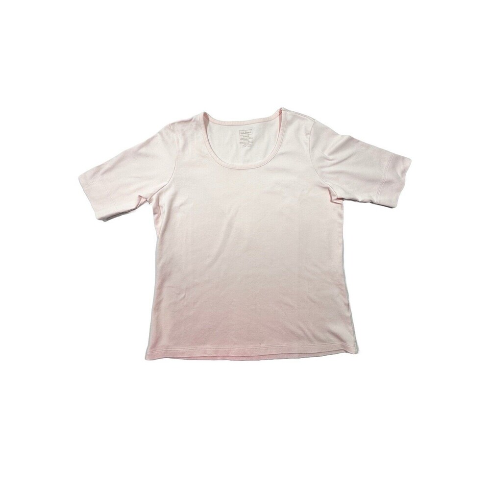 LL Bean Light Pink Supima Cotton Round Neck Short Sleeve Knit Shirt Size small
